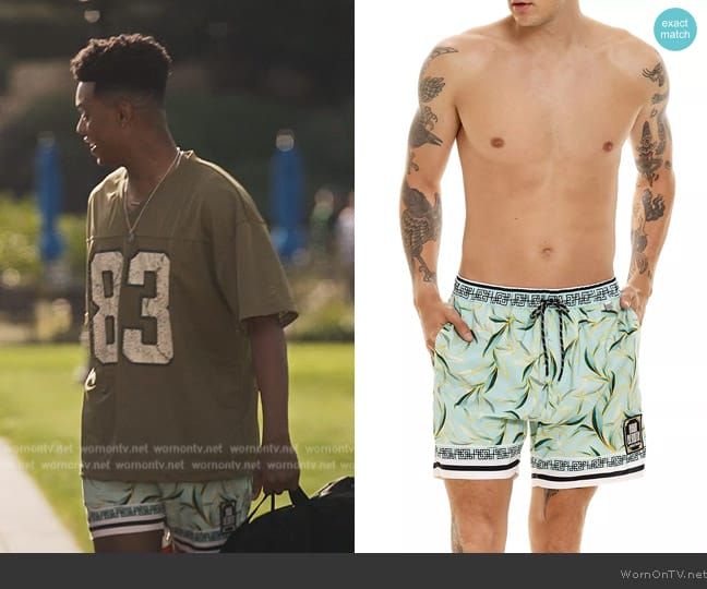 Agua Bendita Diving Into Freams Joe Floral Swim Trunks worn by Will Smith (Jabari Banks) on Bel-Air