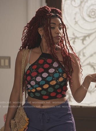 Amira's crocket knit halter top on Bel-Air