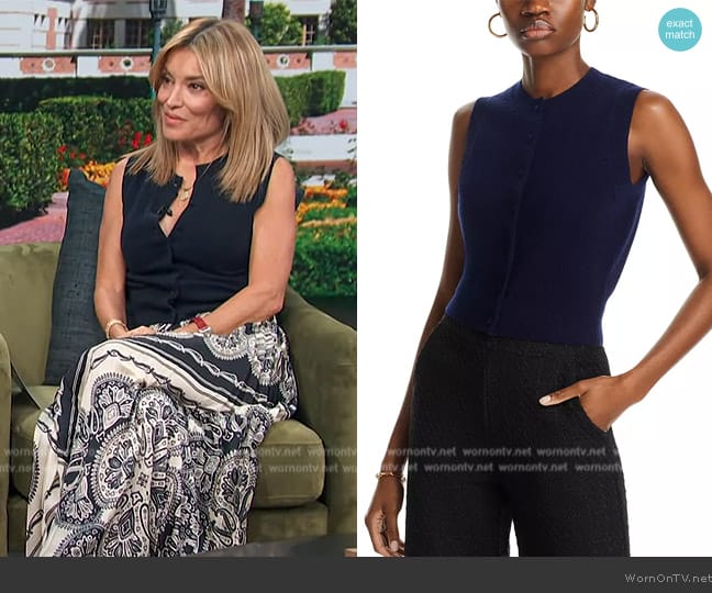 Aqua Cashmere x Liat Baruch Cashmere Crewneck Sleeveless Cropped Sweater worn by Kit Hoover on Access Hollywood