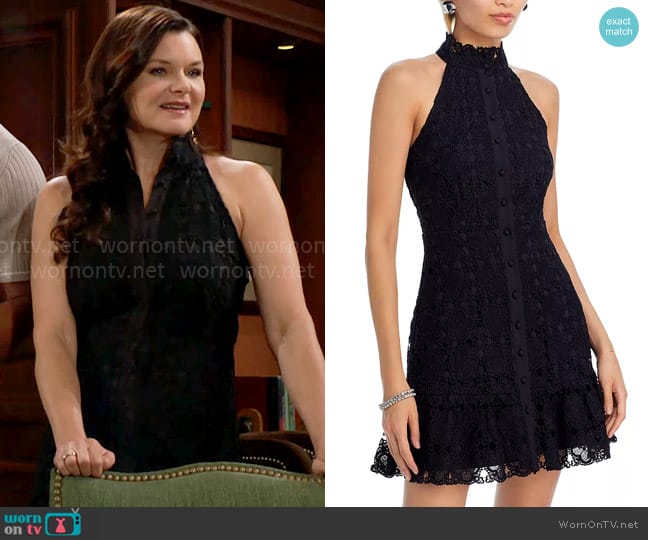 Aqua Lace Mini Shirt Dress worn by Katie Logan (Heather Tom) on The Bold and the Beautiful