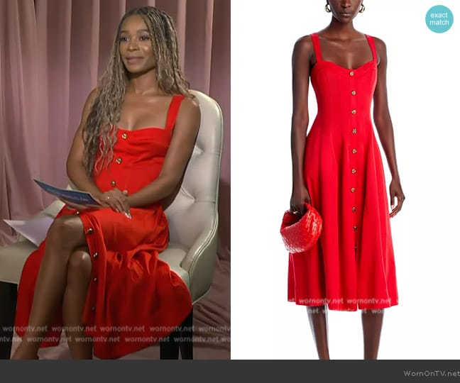 Aqua x Liat Baruch Button Front Midi Dress worn by Zuri Hall on Access Hollywood