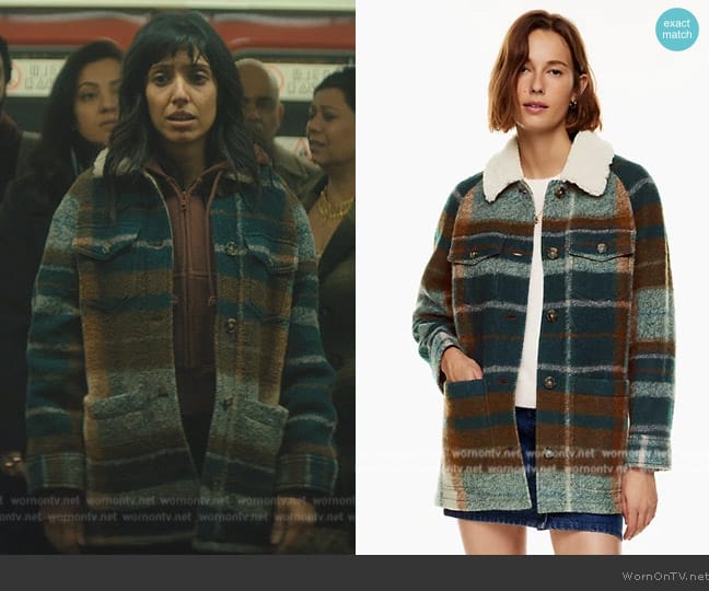 Aritzia Plaid Sherpa Jacket worn by Lila Pitts (Ritu Arya) on The Umbrella Academy