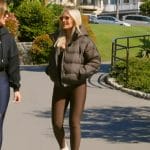 Tamra’s brown puffer jacket and leggings on The Real Housewives of Orange County