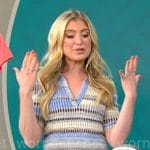 Ashley Bellman’s blue marled striped dress on CBS Mornings