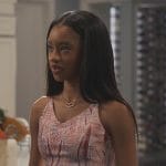 Ashley’s pink abstract print top and mini skirt on Bel-Air