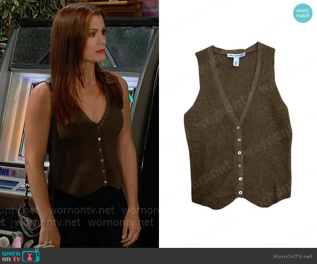 Autumn Cashmere Shaker Vest worn by Chelsea Lawson (Melissa Claire Egan) on The Young and the Restless