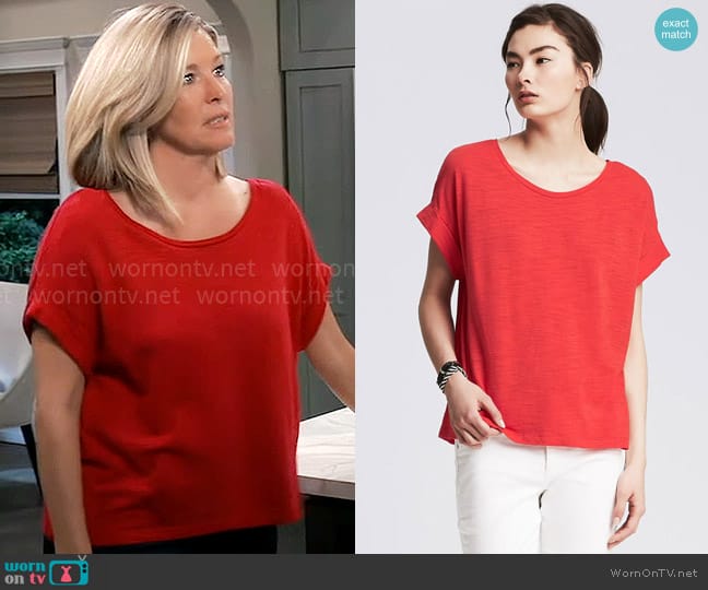 Banana Republic V-back Tee worn by Carly Spencer (Laura Wright) on General Hospital