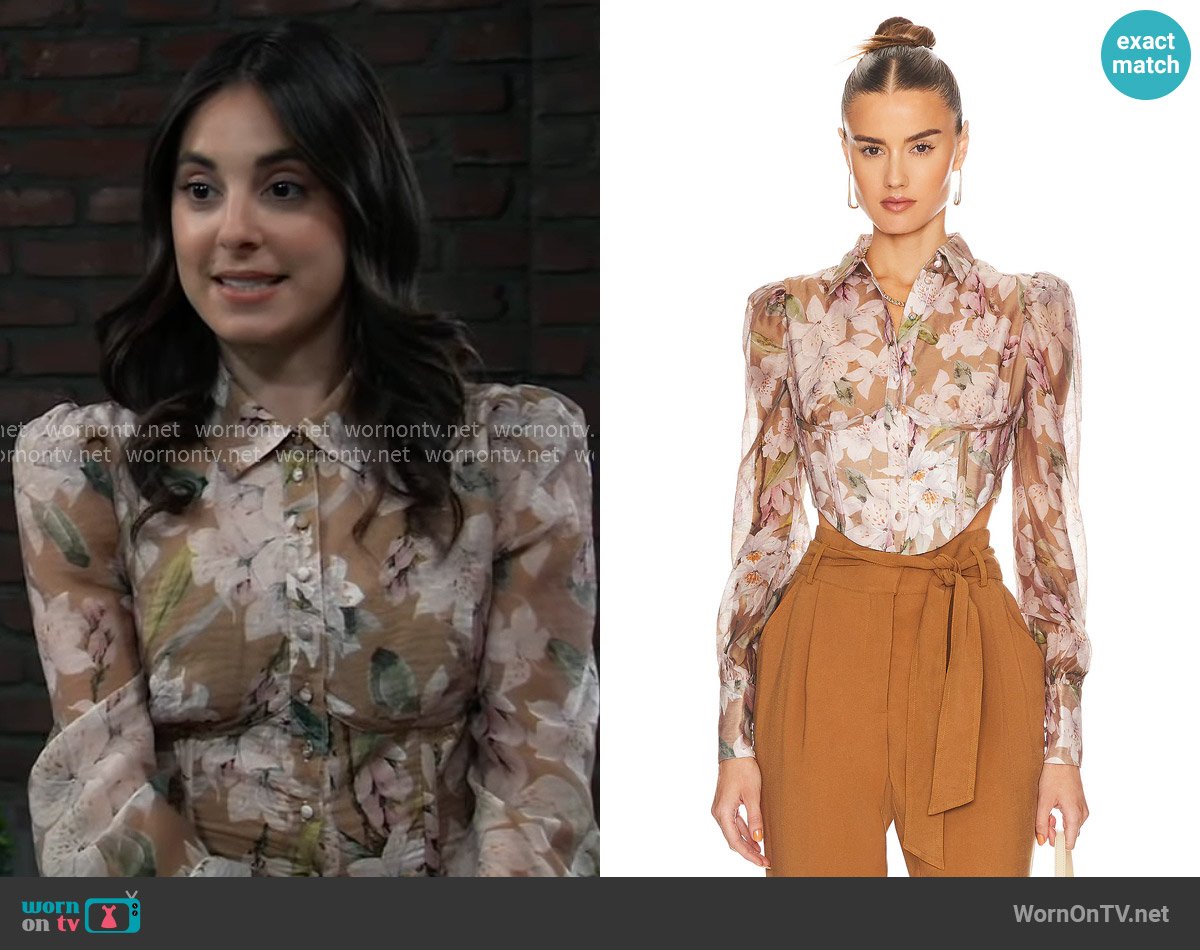 Molly’s floral corset blouse on General Hospital