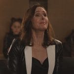 Bev’s black contrast leather blazer on Only Murders in the Building