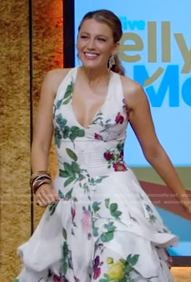 Blake Lively's white floral print dress on Live with Kelly and Mark