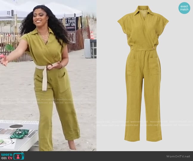 Blanknyc Juicy Moss Jumpsuit in Green worn by Morgan Norwood on Good Morning America