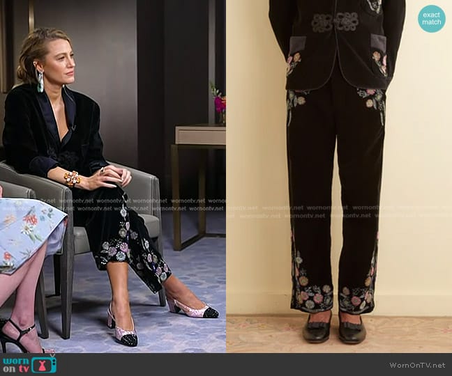 Bode Beaded Noon Flower Trousers worn by Blake Lively on Today