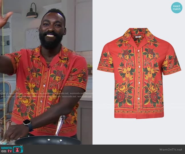 Bode Floribunda Short Sleeve Shirt worn by Eric Adjepong on Good Morning America