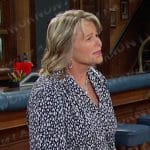 Bonnie’s black printed wrap blouse on Days of our Lives