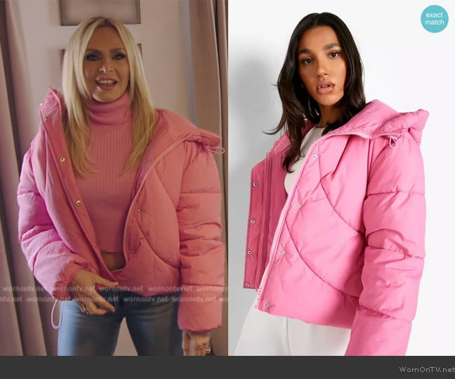 Boohoo Quilt Detail Puffer Jacket worn by Tamra Judge on The Real Housewives of Orange County