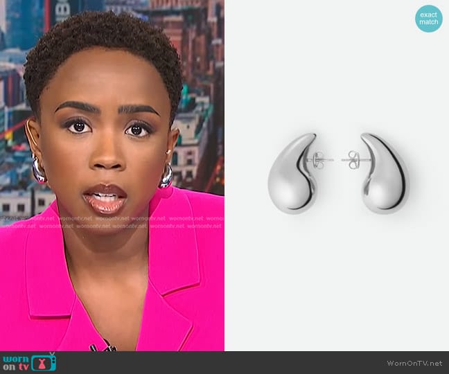 Bottega Veneta Small Sterling Silver Teardrop Earrings worn by Zinhle Essamuah on NBC News Daily