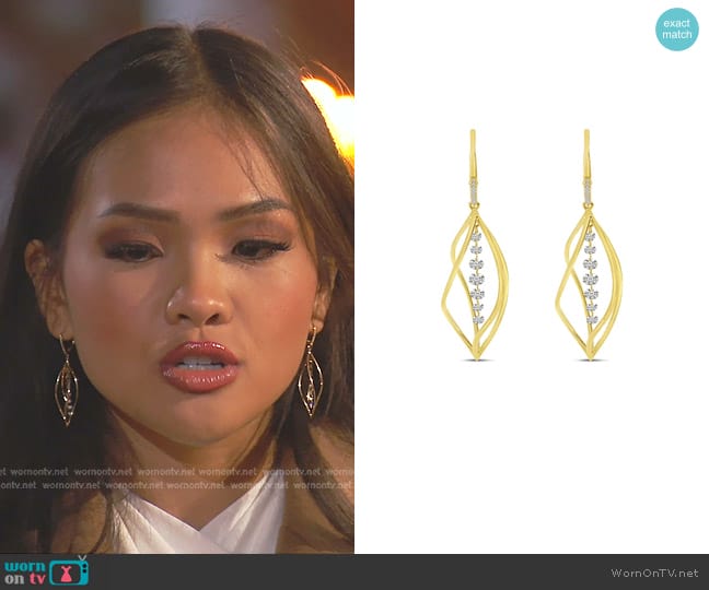 Brevani 14K Yellow Gold 3D Swirl Earrings worn by Jenn Tran on The Bachelorette