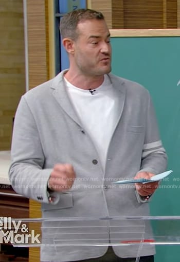 Brian Grey's gray stripe sleeve jacket on Live with Kelly and Mark