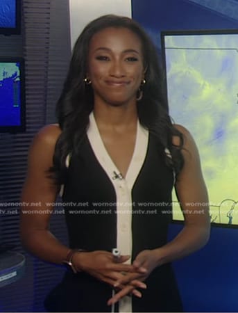 Brittany's black contrast trim knit dress on Good Morning America