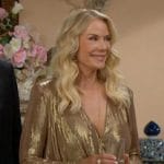 Brooke’s gold ruched mini dress on The Bold and the Beautiful