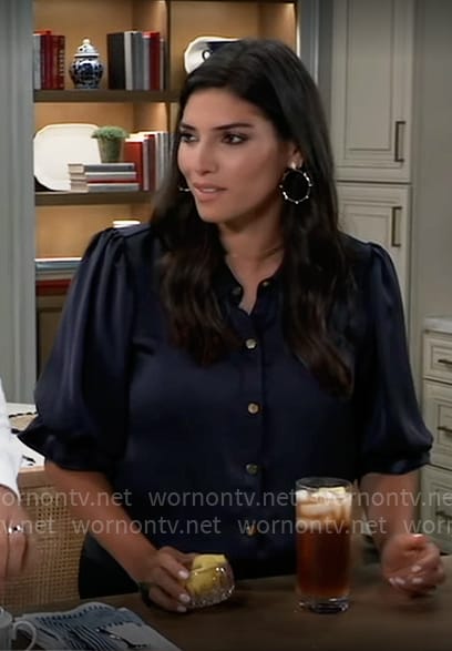 Brook Lynn’s navy button down blouse on General Hospital