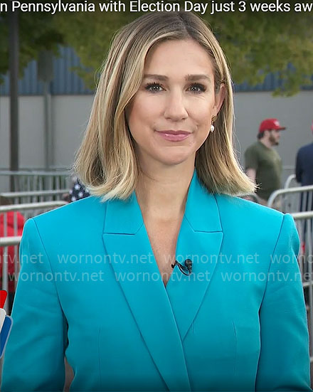 Caitlin Huey-Burns' turquoise blazer on CBS Mornings