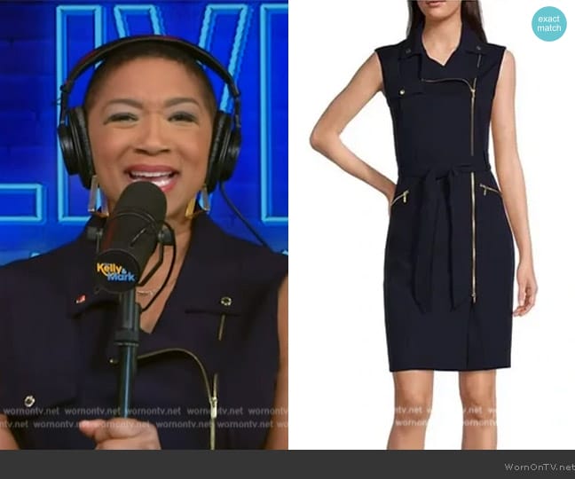 Calvin Klein Notch Collar Zip Front Dress worn by Deja Vu on Live with Kelly and Mark