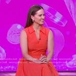 Carli Whitwell’s red v-neck pleated midi dress on Good Morning America