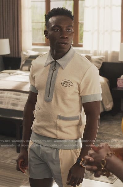 Carlton’s white and blue terry shirt and shorts on Bel-Air