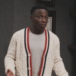 Carlton’s white contrast stripe cardigan on Bel-Air