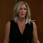 Carly’s black sleeveless wrap top on General Hospital