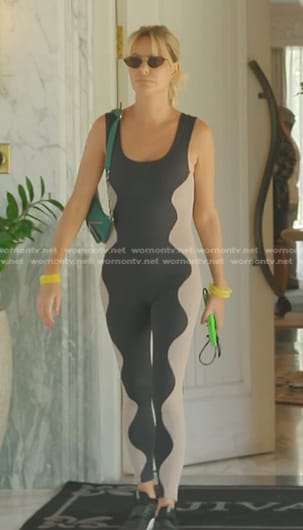 Carolaine's black and beige jumpsuit on The Real Housewives of Dubai