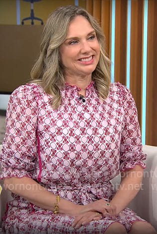 Catherine Fisher's geometric print dress on CBS Mornings