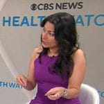 Celine Gounder’s purple mini dress on CBS Mornings