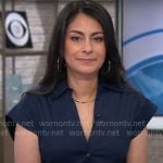 Dr Celine Gounder’s navy shirtdress on CBS Mornings