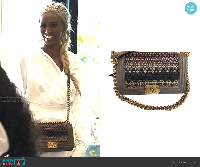 Chanel Tweed Body Flap Bag worn by Chanel Ayan (Chanel Ayan) on The Real Housewives of Dubai