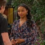 Chanel’s navy floral dress on Days of our Lives