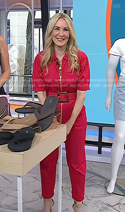 Chassie's red belted jumpsuit on Today