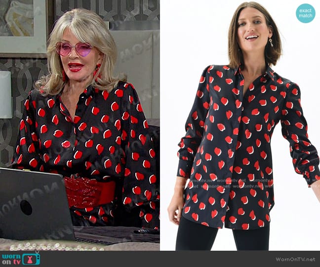 Chico's Heart Print Tunic in Black worn by Hattie Adams (Deidre Hall) on Days of our Lives