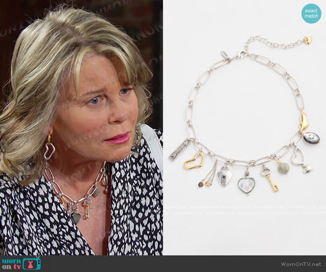 Chico's Valentine's Day Charm Necklace worn by Bonnie Lockhart (Judi Evans) on Days of our Lives