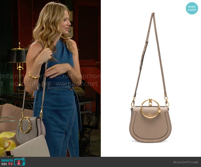 Chloe Medium Nile Suede & Calfskin Bracelet Bag worn by Summer Newman (Allison Lanier) on The Young and the Restless