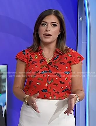 Chloe's red butterfly print top on Today