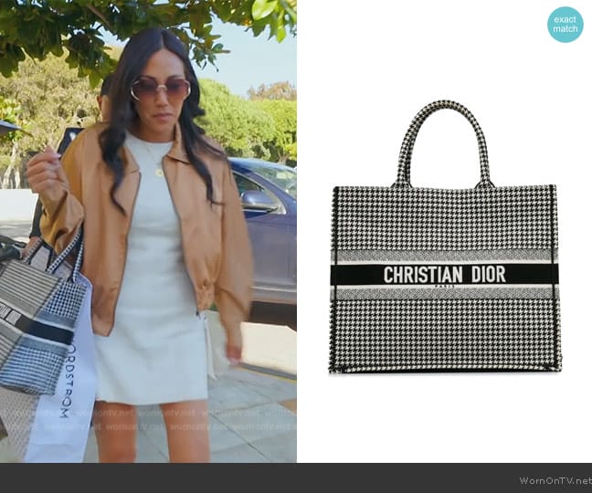 Christian Dior Houndstooth Tote Bag worn by Katie Ginella on The Real Housewives of Orange County