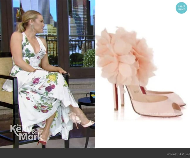 Christian Louboutin Vintage Carnaval 120 Flower Heels worn by Blake Lively on Live with Kelly and Mark