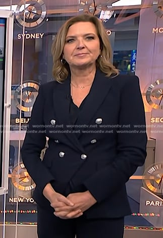 Christine Romans' navy blazer with silver buttons  on Today