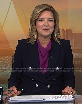 Christine Romans' navy blazer with silver buttons  on Today