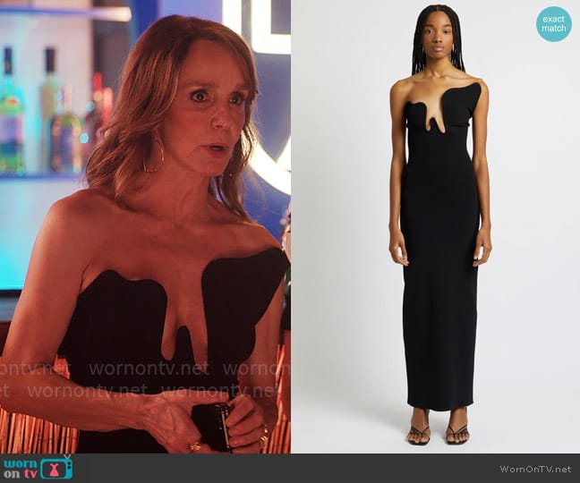 Christopher Esber Salacia Wire Column Strapless Dress worn by Sylvie (Philippine Leroy-Beaulieu) on Emily in Paris