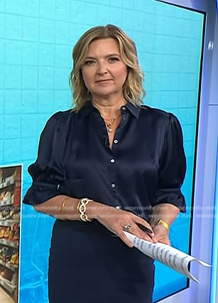 Christine’s navy puff sleeve blouse on Today