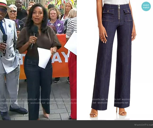 Cinq a Sept Azure High-Rise Wide-Leg Jeans worn by Sheinelle Jones on Today