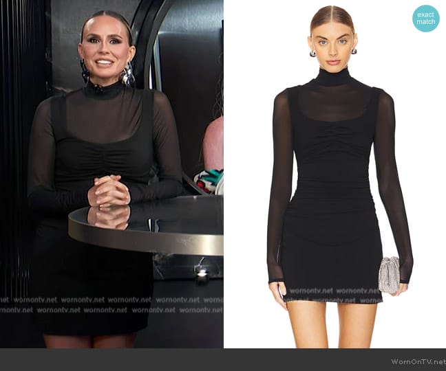 Cinq a Sept Beren Slim Mesh Turtleneck Mini Dress worn by Keltie Knight on E! News